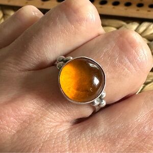 Vintage sterling silver and amber ring